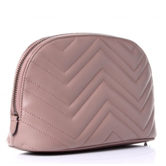 NEW 💯% Auth Gucci Beige GG Marmont Matelasse Leather Cosmetic Pouch Bag - Picture 3 of 8